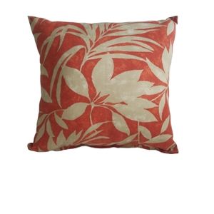 NEW Tropical Leaf Print Throw Pillow in Burnt Orange & Khaki